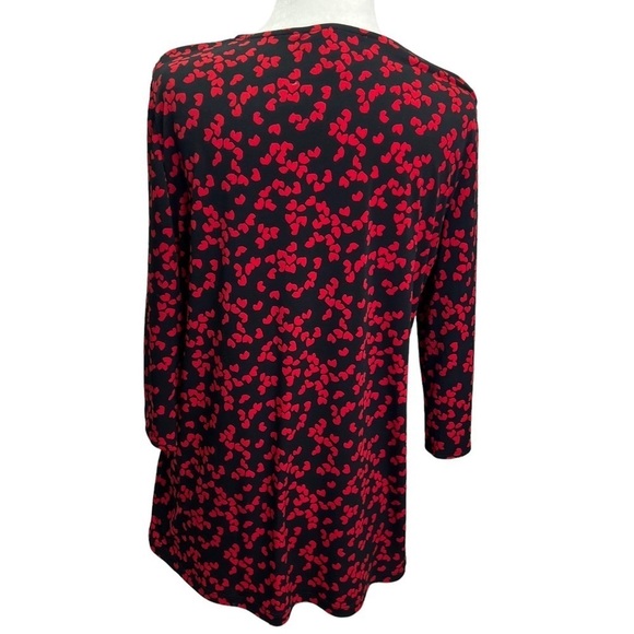 Michael Kors V-Neck Black Top w/Hearts 3/4 Sleeves Size M - Picture 4 of 8